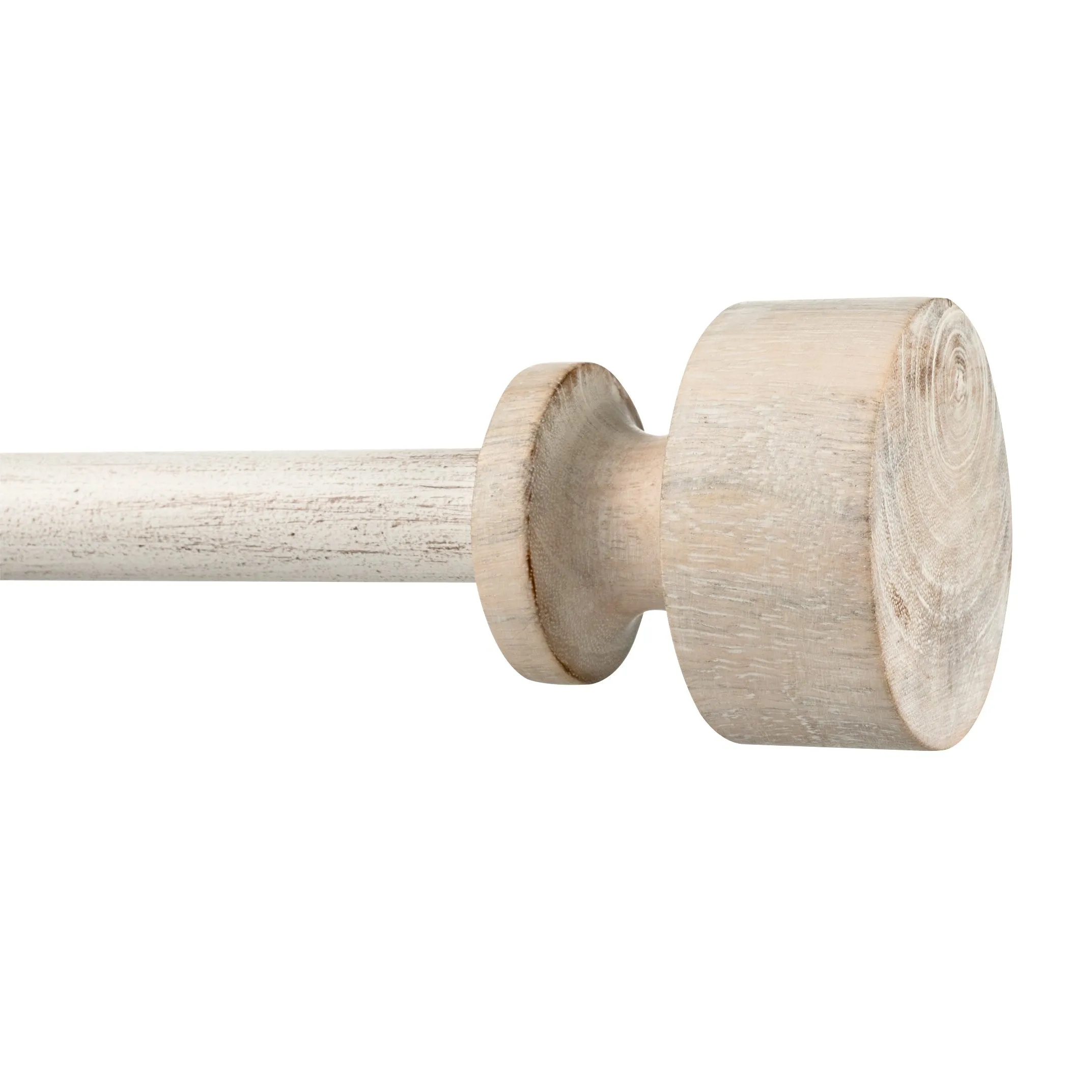 Iris Modern Farmhouse Weathered Oak Wood Curtain Rod 28"- 48", 48"- 84", 84"- 144" (Set of 2) or (Single Rod)