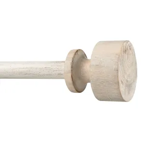 Iris Modern Farmhouse Weathered Oak Wood Curtain Rod 28"- 48", 48"- 84", 84"- 144" (Set of 2) or (Single Rod)