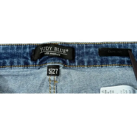 Judy Blue Capri Fit Distressed Blue Denim Jean Stretch JB78100 Women’s Size 27