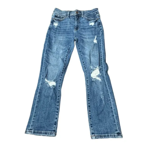 Judy Blue Capri Fit Distressed Blue Denim Jean Stretch JB78100 Women’s Size 27