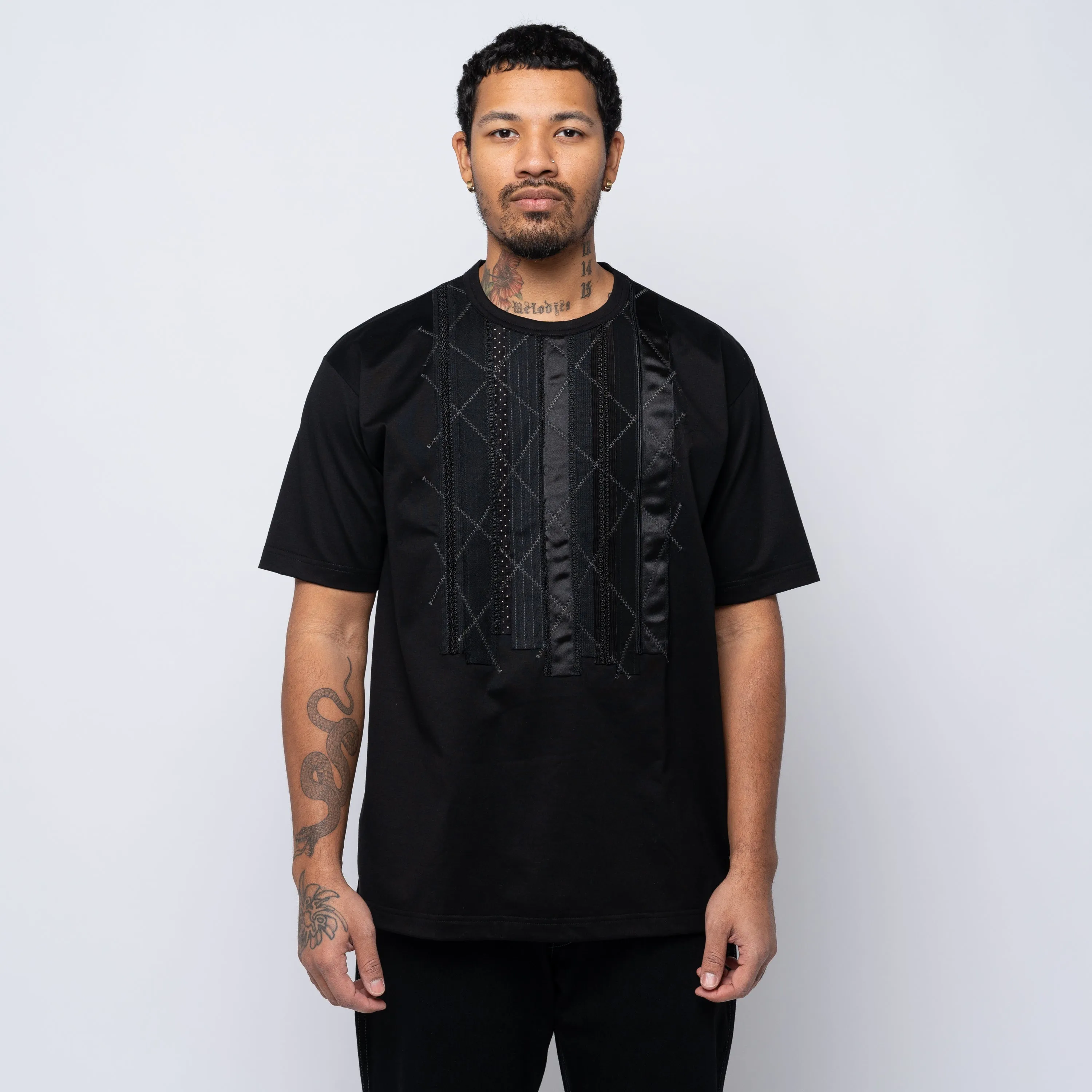 JWM S/S Patchwork Tee Black WO-T008-051