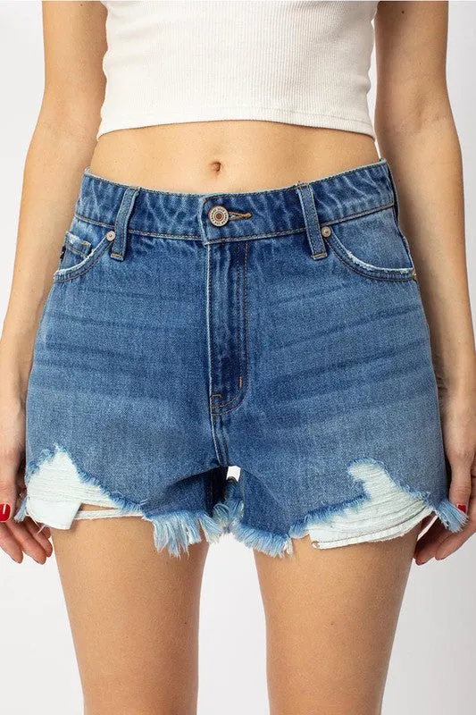 KanCan Medium Wash Distressed Shorts