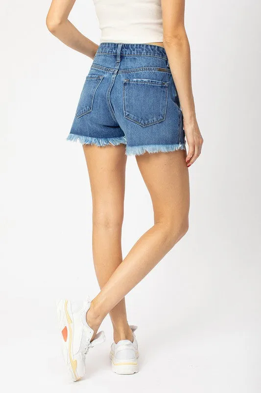 KanCan Medium Wash Distressed Shorts
