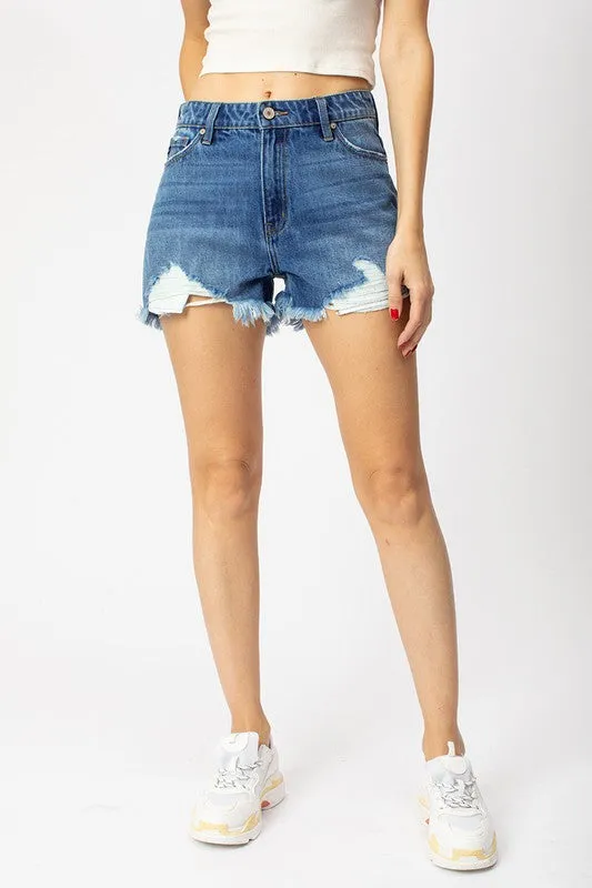 KanCan Medium Wash Distressed Shorts