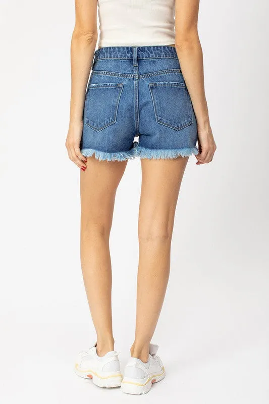 KanCan Medium Wash Distressed Shorts