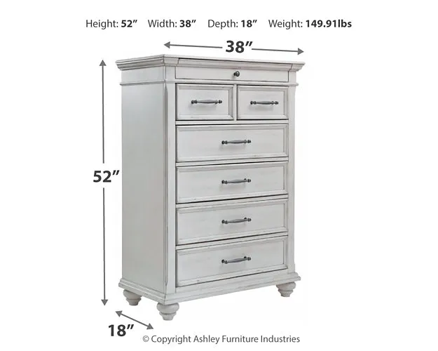 Kanwyn King Panel Bed with Mirrored Dresser and Chest