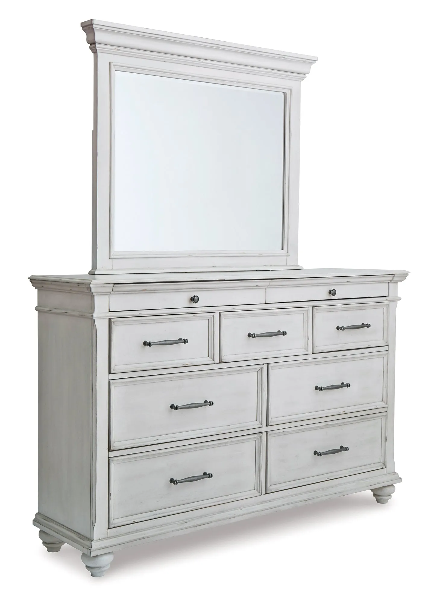 Kanwyn Queen Panel Bed with Mirrored Dresser, Chest and 2 Nightstands
