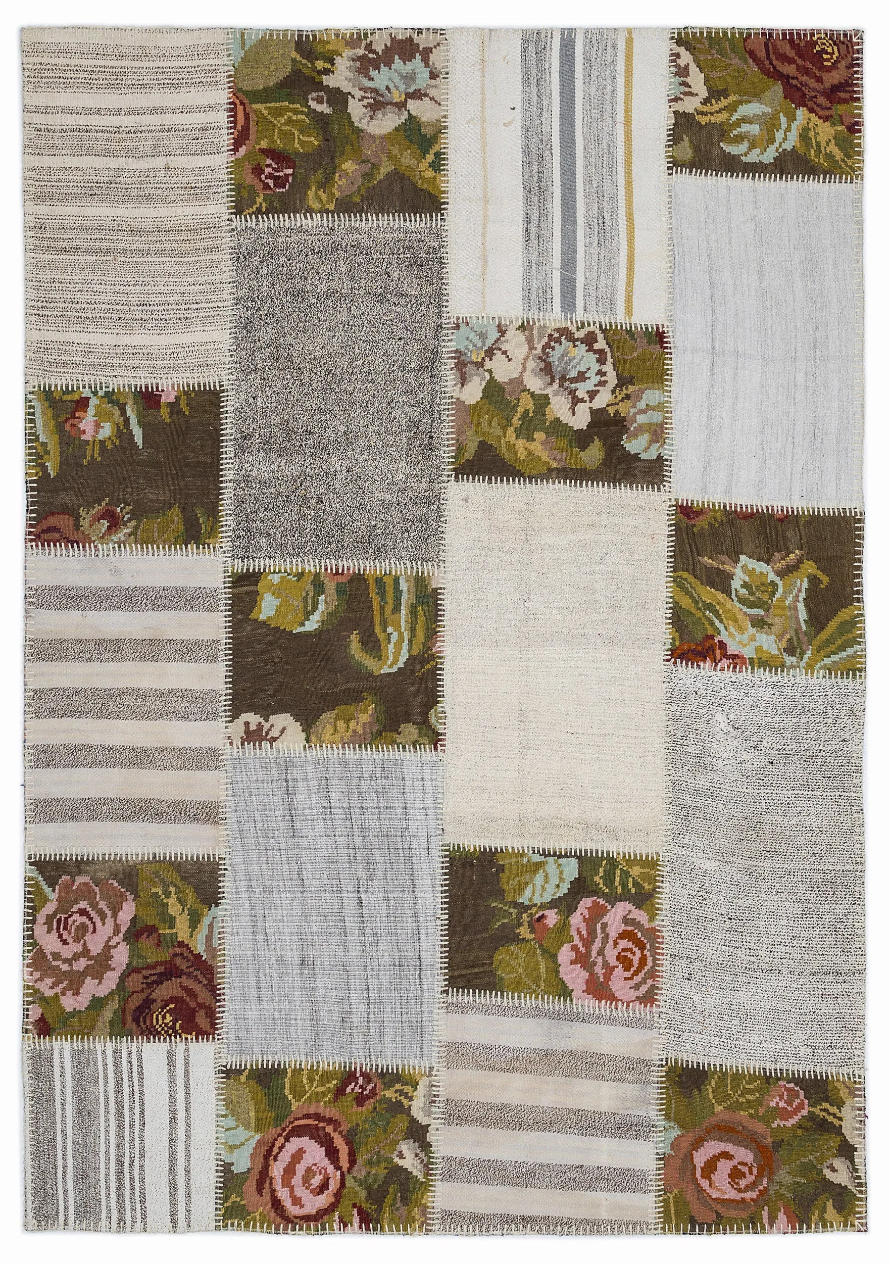 Karabakh Kilim Patchwork Unique Rug 5'3'' x 7'7'' ft 160 x 230 cm