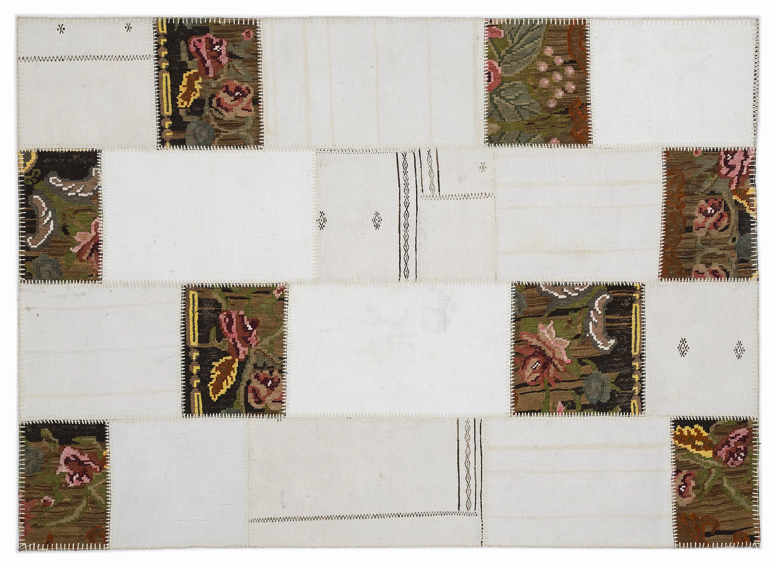 Karabakh Kilim Patchwork Unique Rug 5'3'' x 7'7'' ft 160 x 230 cm