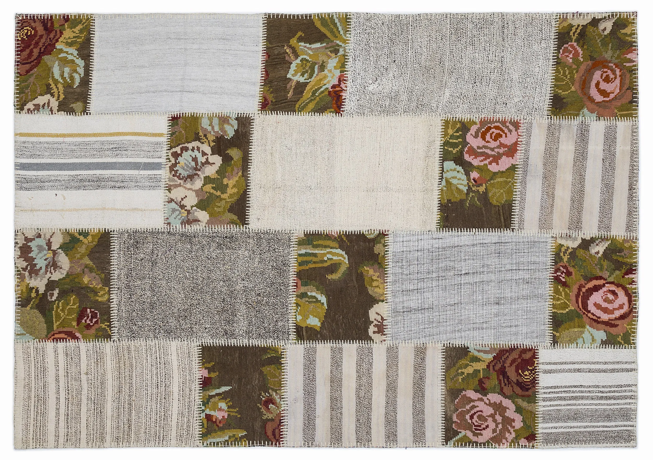Karabakh Kilim Patchwork Unique Rug 5'3'' x 7'7'' ft 160 x 230 cm