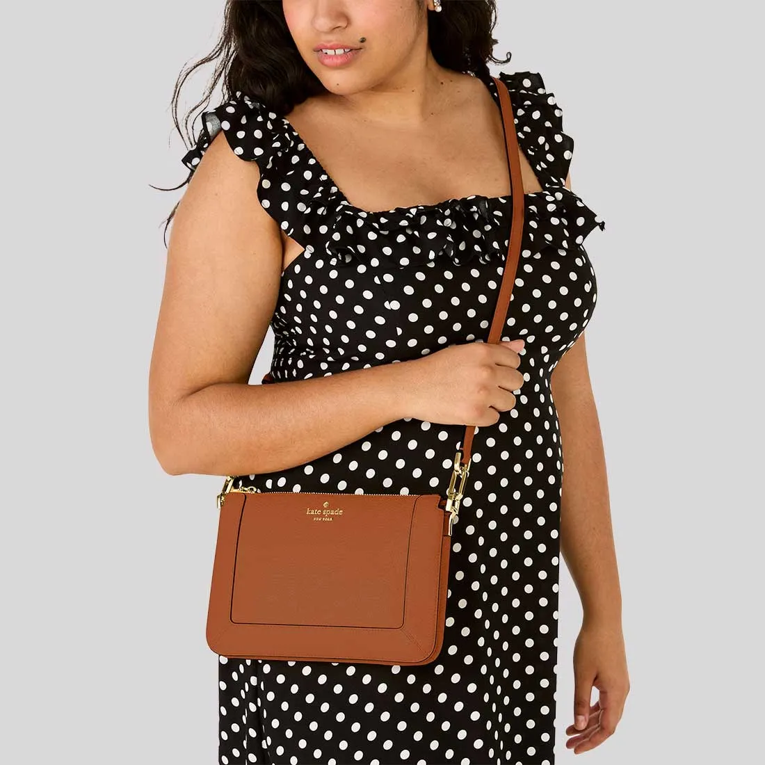 KATE SPADE Lena Double Compartment Crossbody Bag Warm Gingerbread RB-KH430