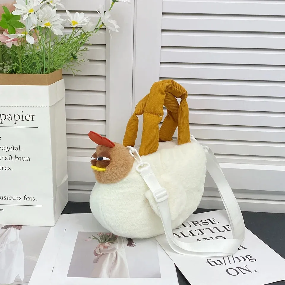 Kawaii Big Rooster Plush Crossbody Bag 🐓✨ Cute & Funny Shoulder Tote for All Occasions! 🌈💖