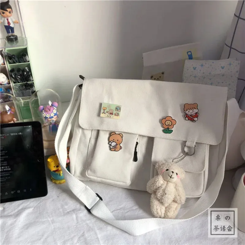 Kawaii Canvas Crossbody Bag 🌈✨ - Adorable Harajuku Style for Students & Girls! 👜💖