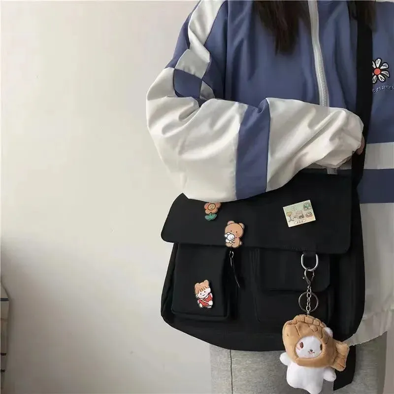 Kawaii Canvas Crossbody Bag 🌈✨ - Adorable Harajuku Style for Students & Girls! 👜💖