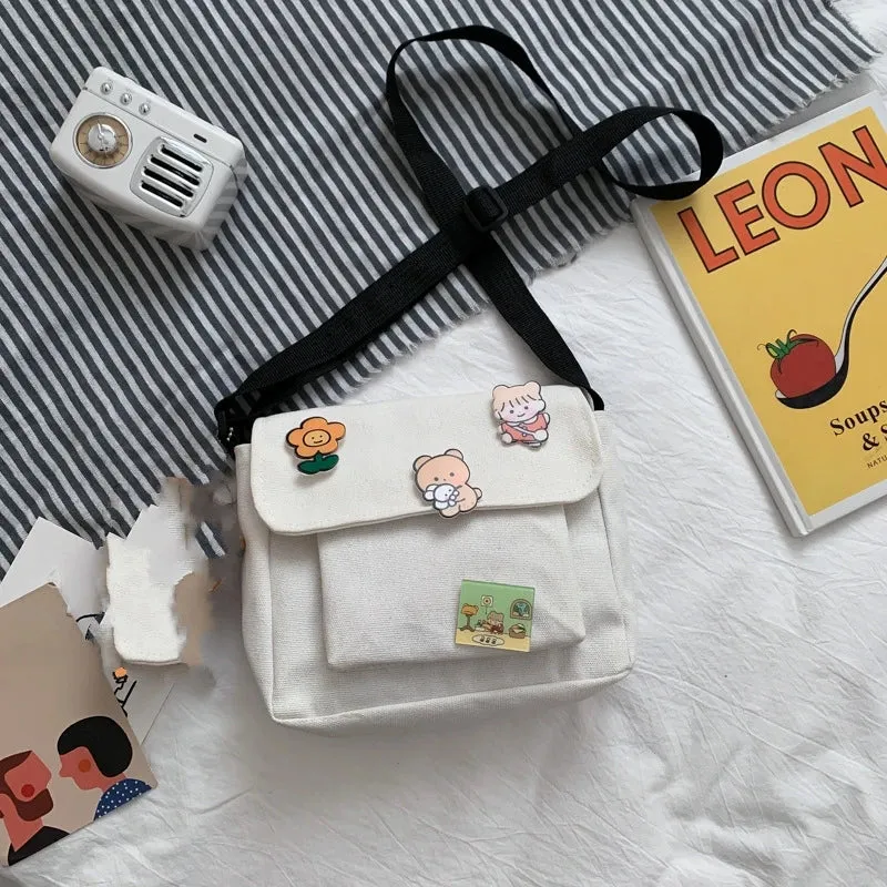 Kawaii Canvas Crossbody Bag 🌈✨ - Adorable Harajuku Style for Students & Girls! 👜💖