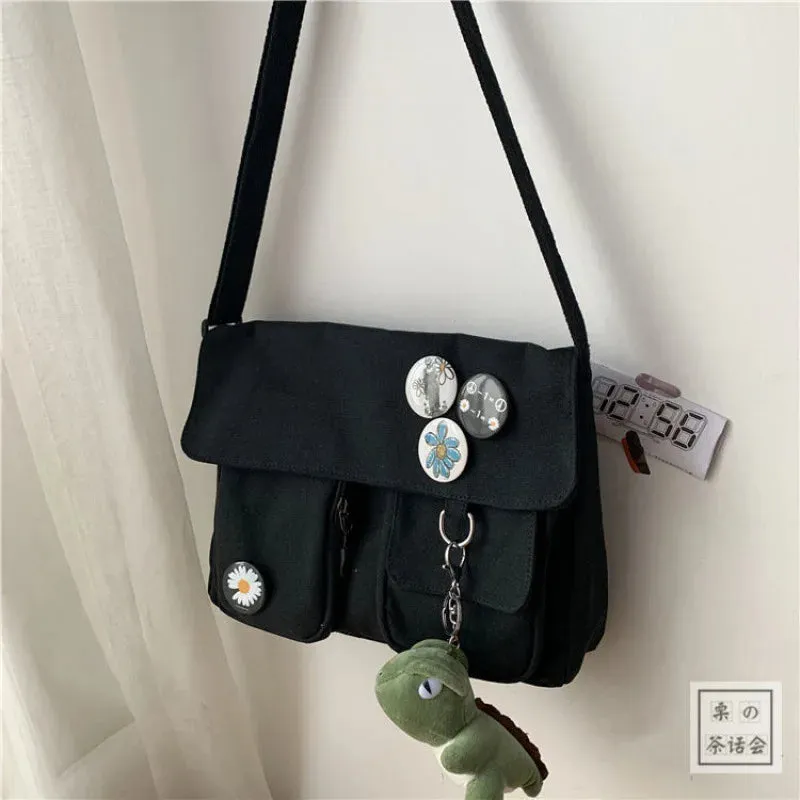 Kawaii Canvas Crossbody Bag 🌈✨ - Adorable Harajuku Style for Students & Girls! 👜💖