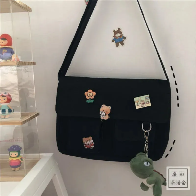 Kawaii Canvas Crossbody Bag 🌈✨ - Adorable Harajuku Style for Students & Girls! 👜💖