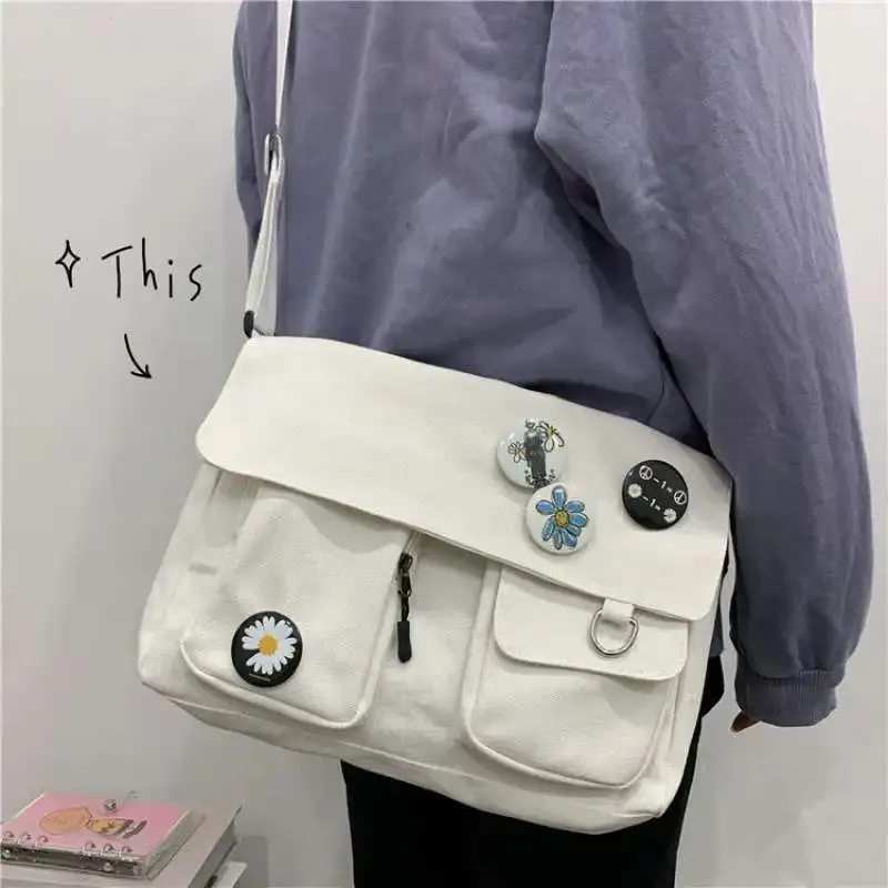 Kawaii Canvas Crossbody Bag 🌈✨ - Adorable Harajuku Style for Students & Girls! 👜💖