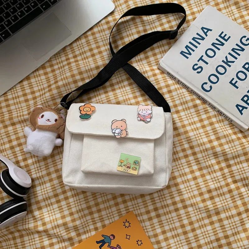 Kawaii Canvas Crossbody Bag 🌈✨ - Adorable Harajuku Style for Students & Girls! 👜💖
