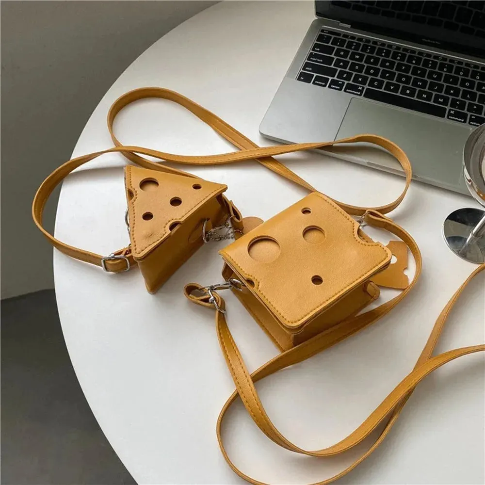 Kawaii Cheese Bag Collection 🧀✨ | Adorable Mini PU Leather Crossbody Purses for Earphones & Lipstick 🎀💖