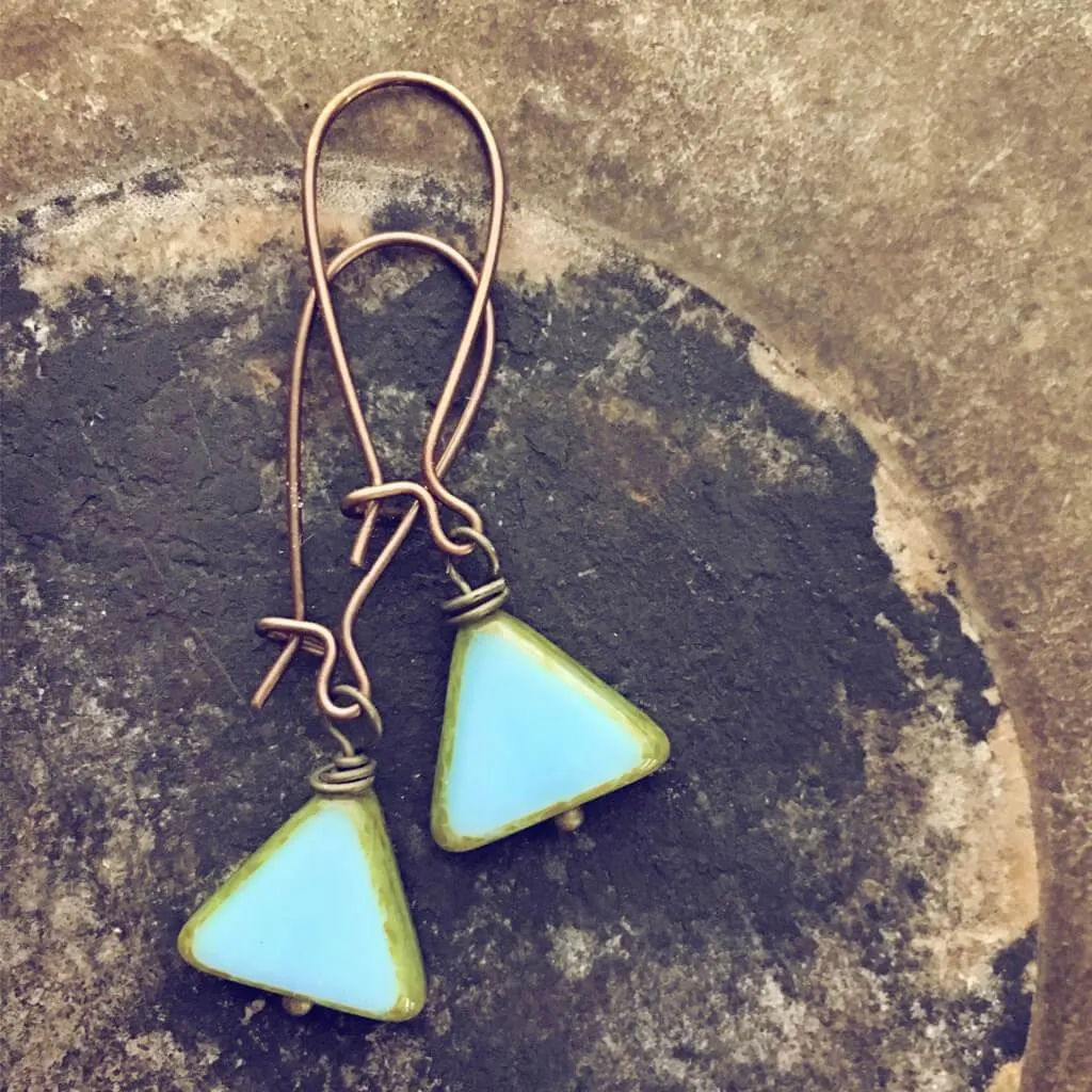 keystone // triangle dainty dangle czech glass earrings
