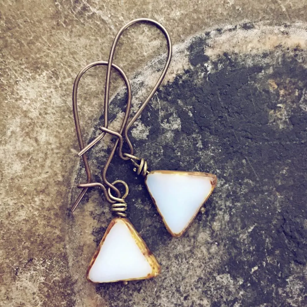 keystone // triangle dainty dangle czech glass earrings