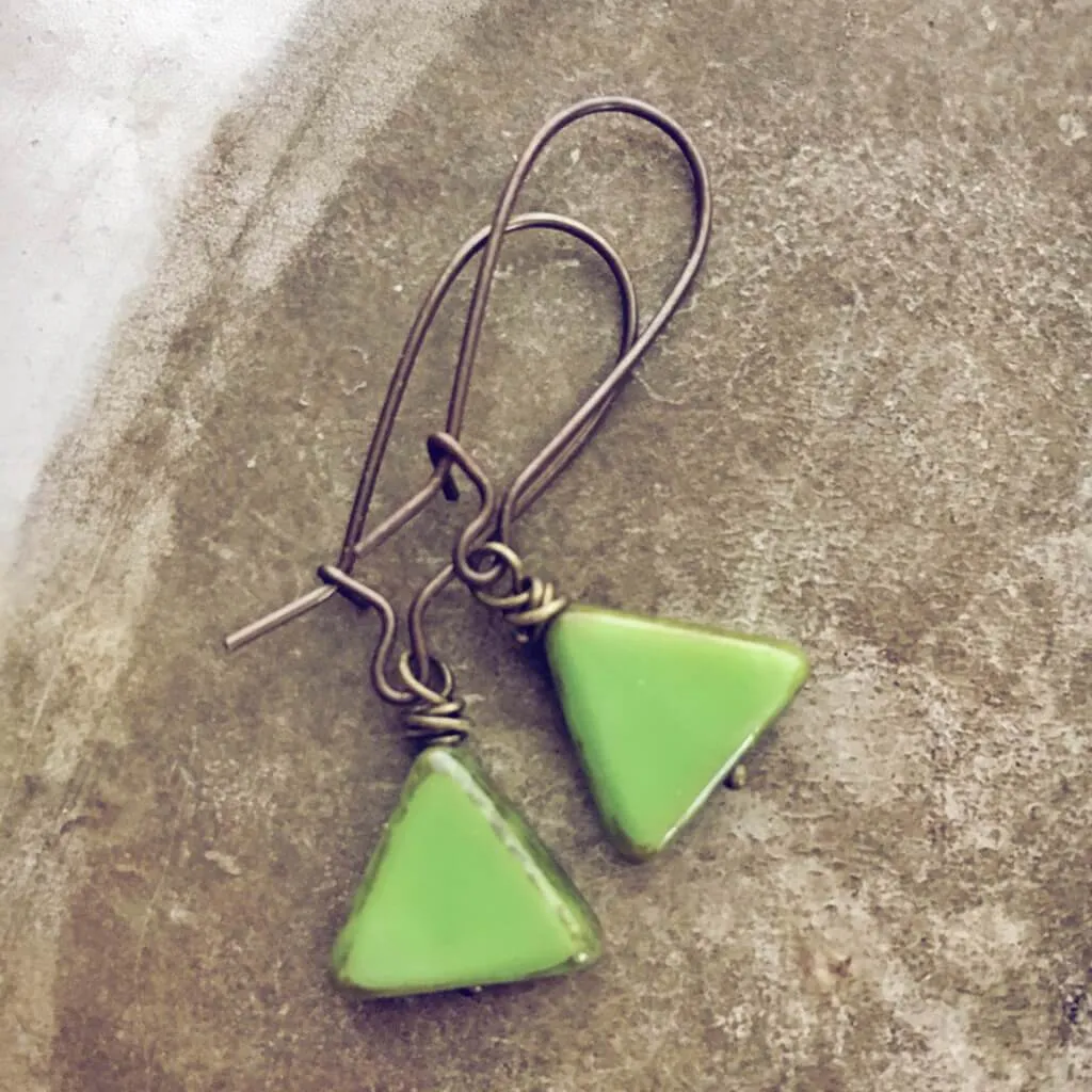 keystone // triangle dainty dangle czech glass earrings