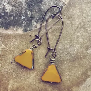 keystone // triangle dainty dangle czech glass earrings