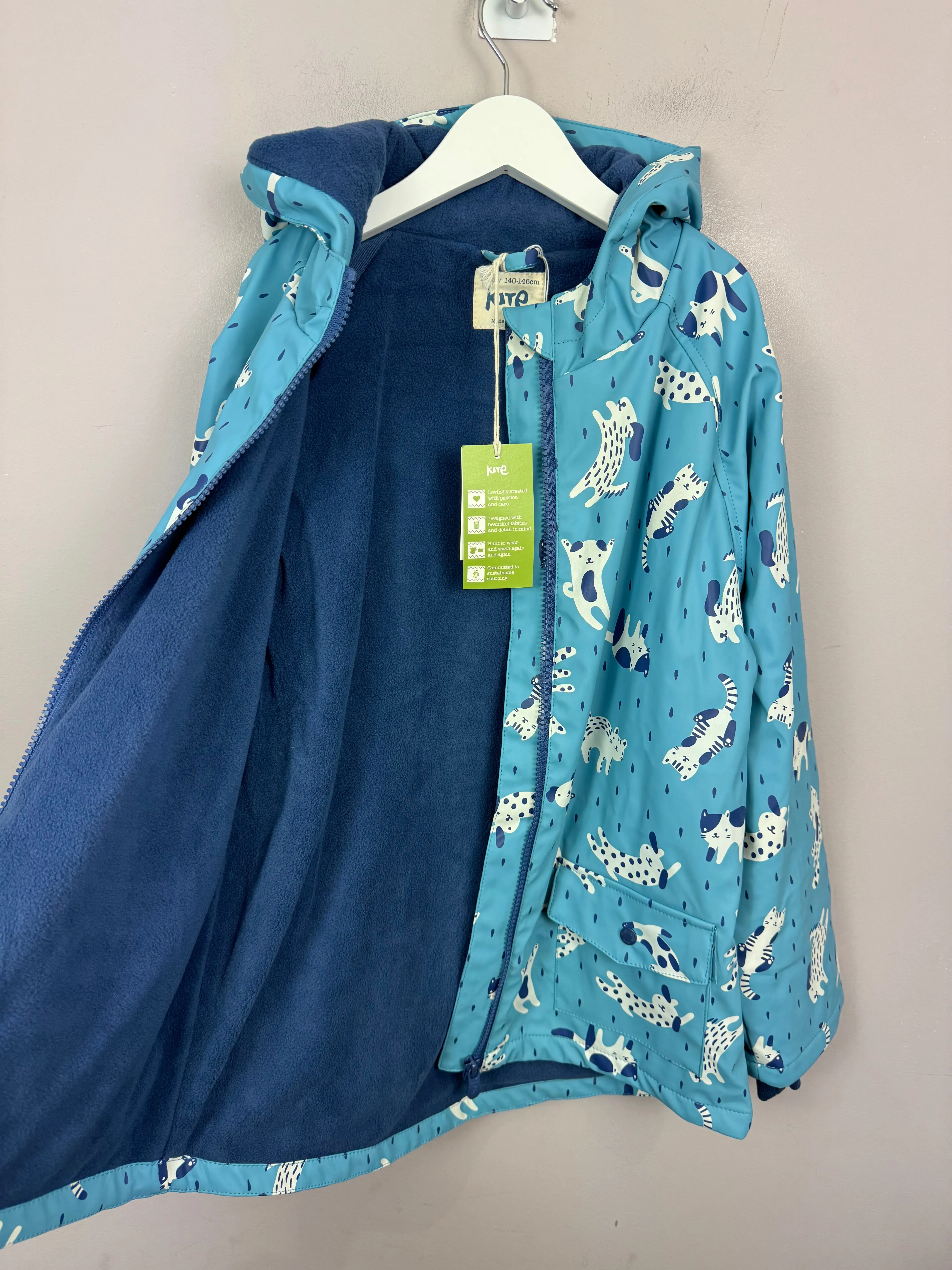 Kite Raining Cats & Dogs Splash Coat 10-11y BNWT