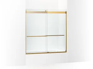 KOHLER K-702420-L Levity Plus Frameless sliding bath door, 61-9/16" H x 56-5/8 - 59-5/8" W, with 5/16"-thick Crystal Clear glass