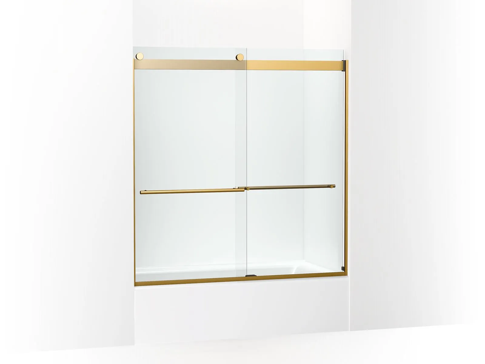 KOHLER K-702420-L Levity Plus Frameless sliding bath door, 61-9/16" H x 56-5/8 - 59-5/8" W, with 5/16"-thick Crystal Clear glass