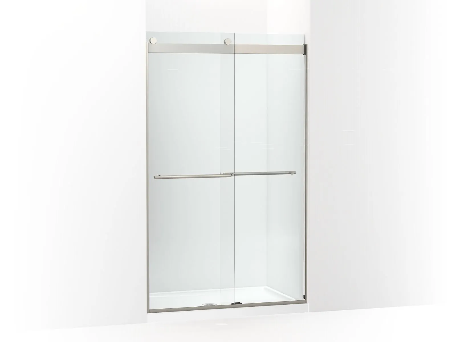 KOHLER K-702422-L Levity Plus Frameless sliding shower door, 77-9/16" H x 44-5/8 - 47-5/8" W, with 5/16"-thick Crystal Clear glass