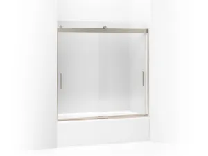 KOHLER K-706002-L Levity Sliding bath door, 59-3/4" H x 56-5/8 - 59-5/8" W, with 1/4" thick Crystal Clear glass