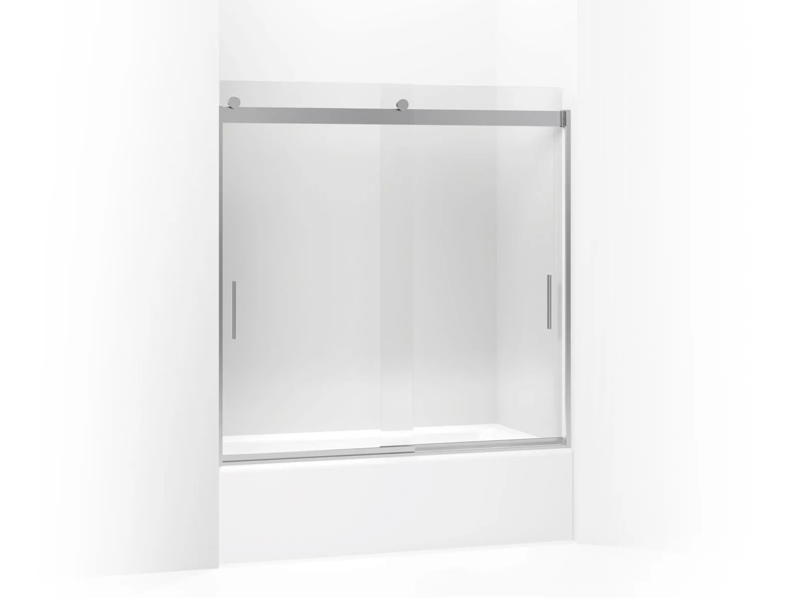 KOHLER K-706002-L Levity Sliding bath door, 59-3/4" H x 56-5/8 - 59-5/8" W, with 1/4" thick Crystal Clear glass
