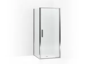 KOHLER K-706070-L Torsion Pivot shower door with return panel, 77" H x 33-7/8 - 35-7/16" W, with 5/16" thick Crystal Clear glass