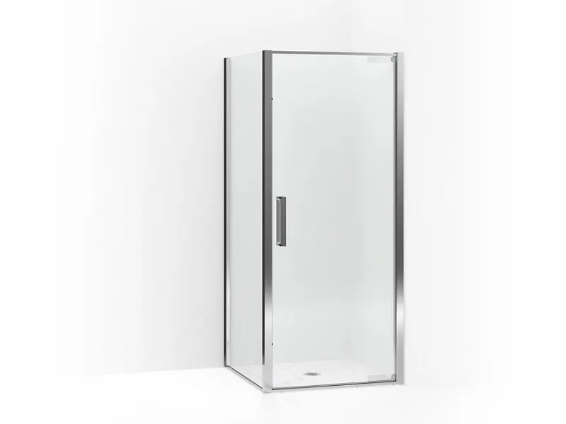 KOHLER K-706070-L Torsion Pivot shower door with return panel, 77" H x 33-7/8 - 35-7/16" W, with 5/16" thick Crystal Clear glass