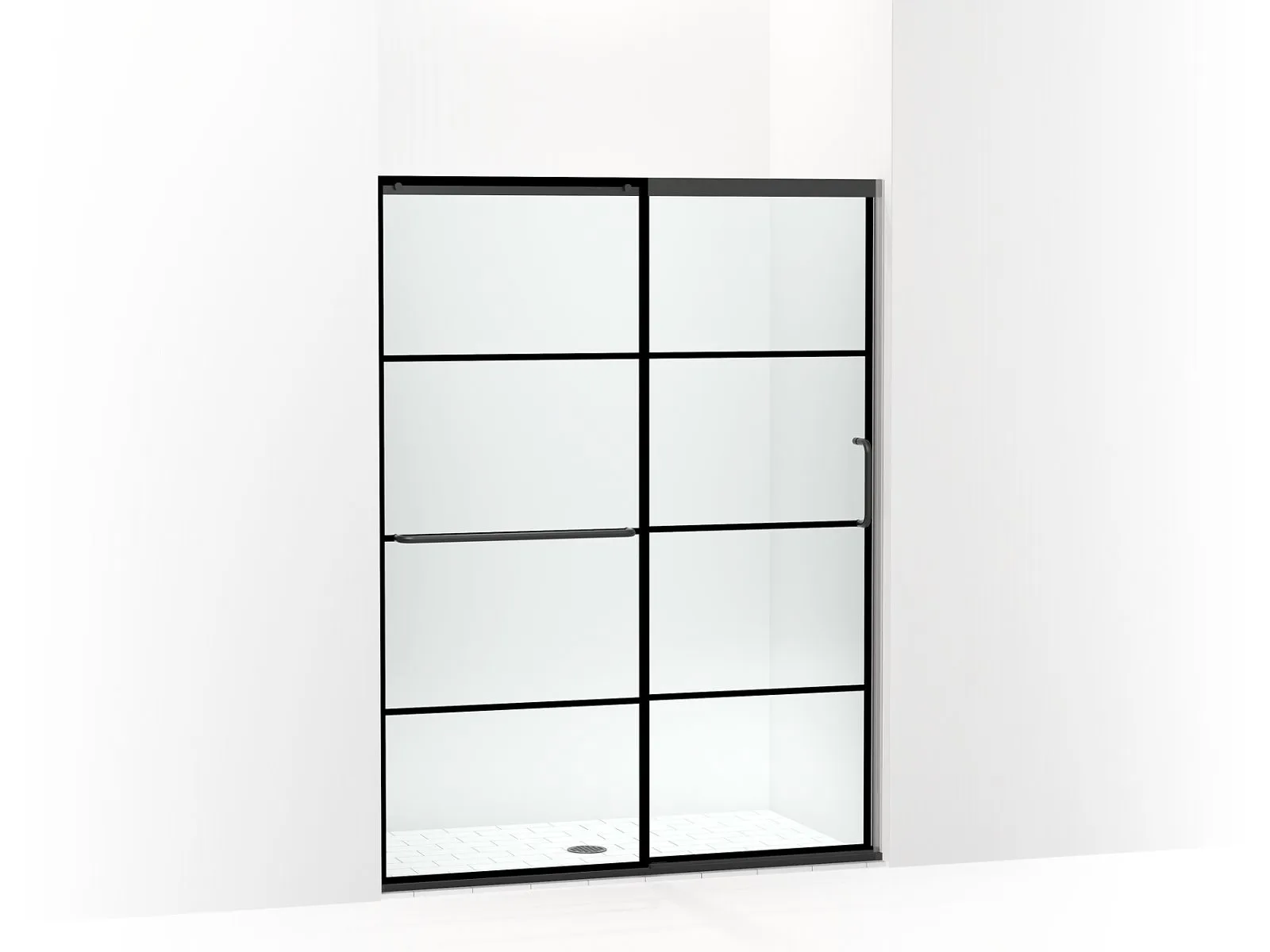 KOHLER K-707607-6G79 Elate Sliding shower door, 70-1/2" H x 50-1/4 - 53-5/8" W, with 1/4" thick Crystal Clear glass with rectangular grille pattern