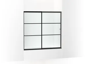 KOHLER K-707609-6G79 Elate Sliding bath door, 56-3/4" H x 56-1/4 - 59-5/8" W, with 1/4" thick Crystal Clear glass with rectangular grille pattern