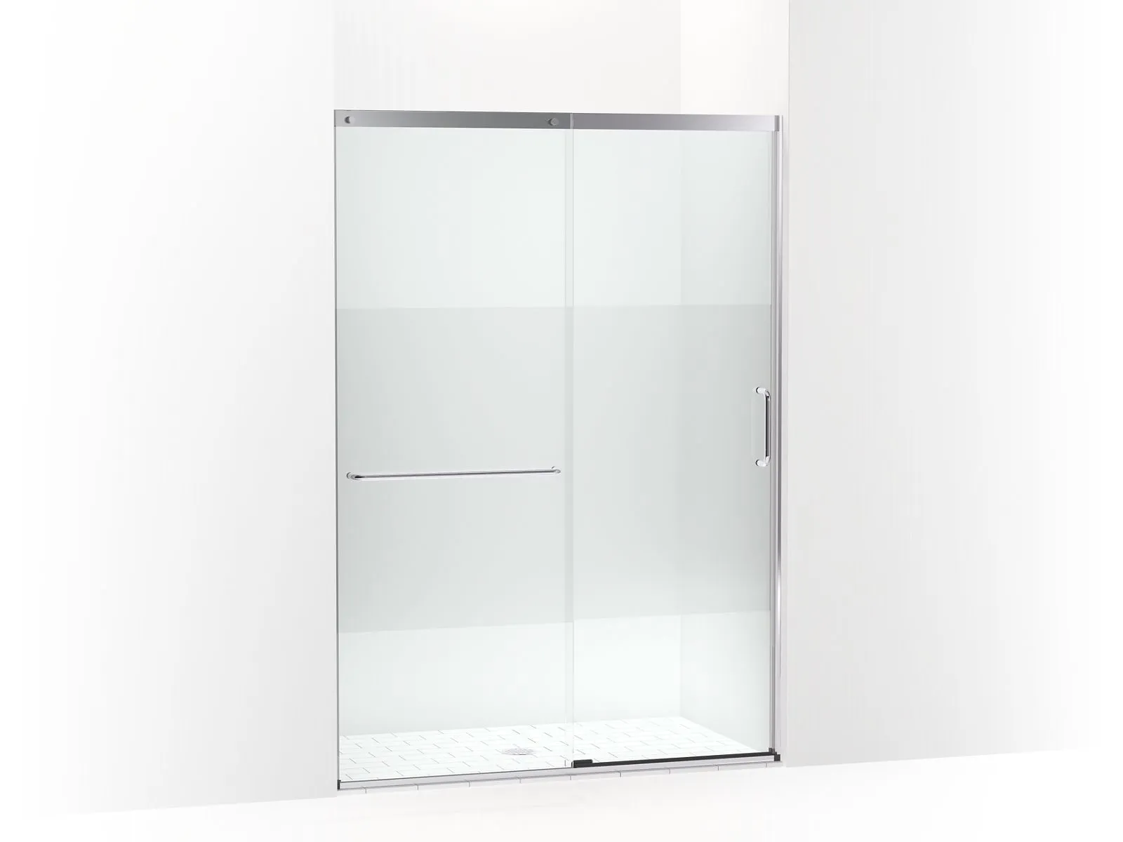 KOHLER K-707614-8G81 Elate Sliding shower door, 75-1/2" H x 50-1/4 - 53-5/8" W, with heavy 5/16" thick Crystal Clear glass with privacy band