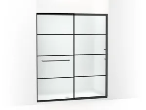 KOHLER K-707616-8G80 Elate Sliding shower door, 75-1/2" H x 62-1/4 - 65-5/8" W, with heavy 5/16" thick Frosted glass with rectangular grille pattern