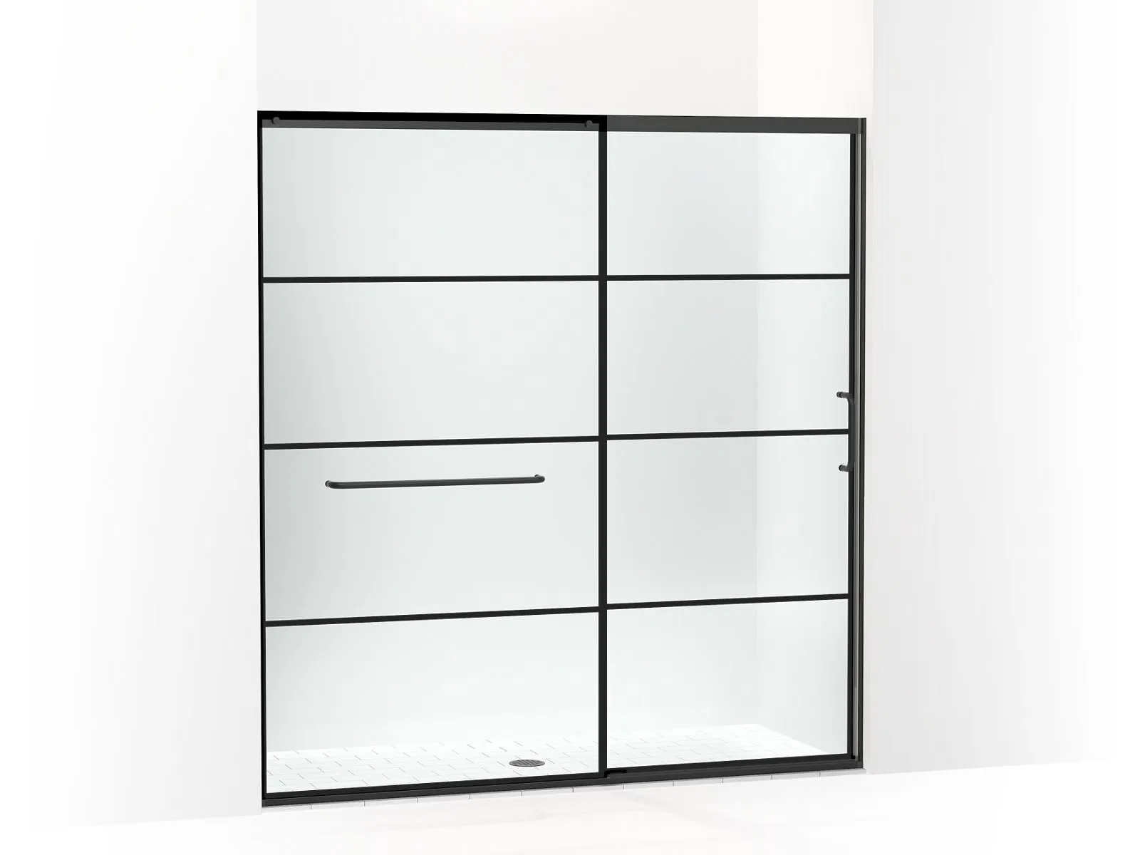 KOHLER K-707617-8G79 Elate Sliding shower door, 75-1/2" H x 68-1/4 - 71-5/8" W, with heavy 5/16" thick Crystal Clear glass with rectangular grille pattern