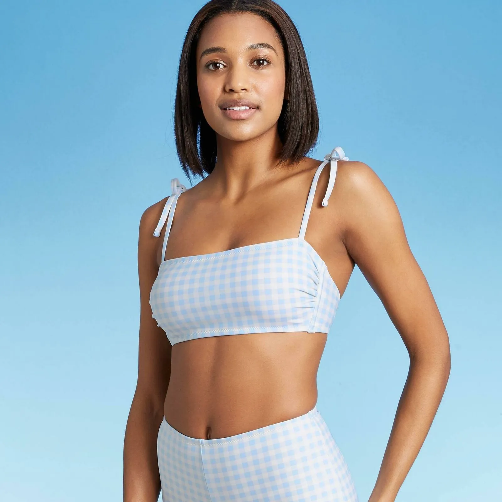Kona Sol Women's Gingham Bandeau Bikini Top