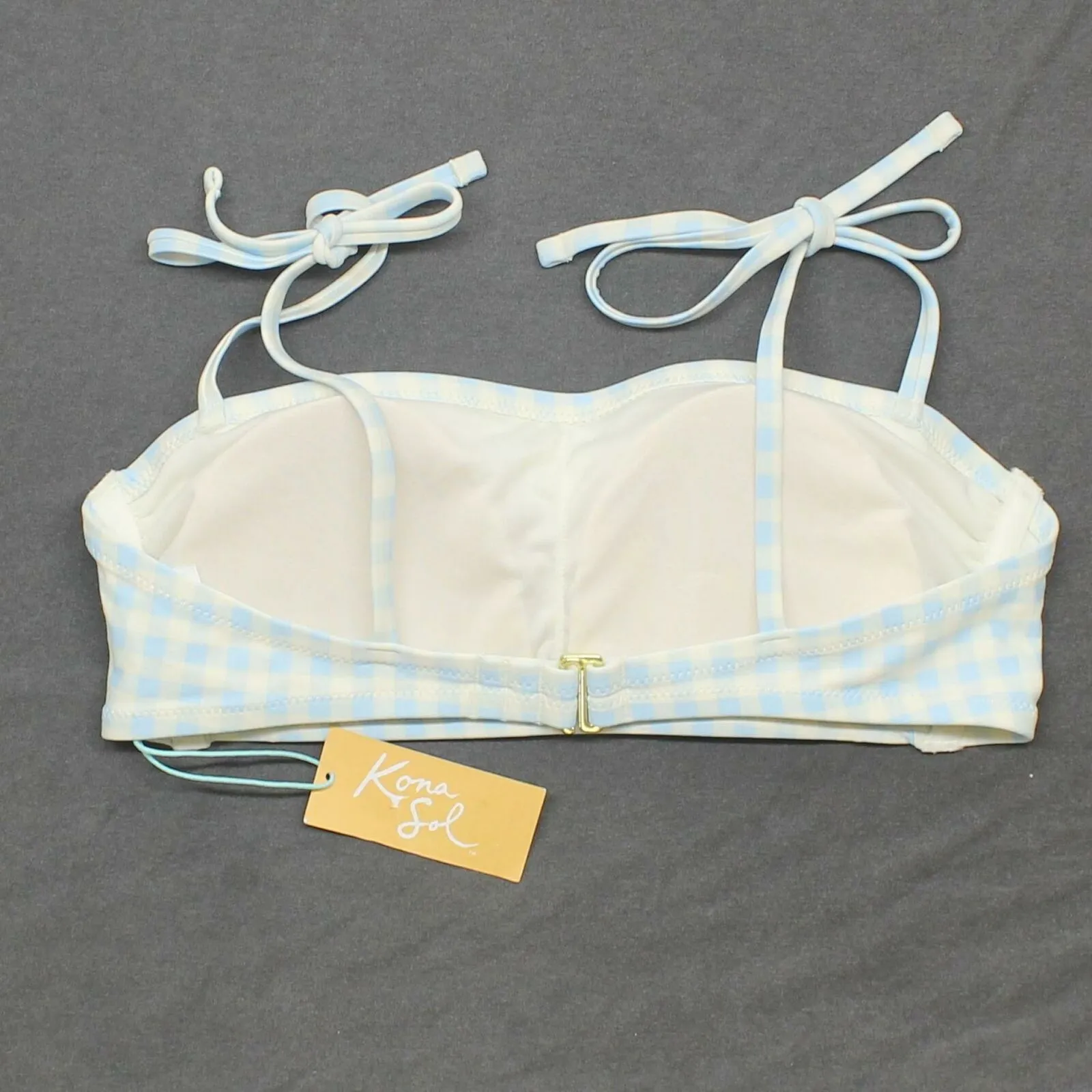 Kona Sol Women's Gingham Bandeau Bikini Top