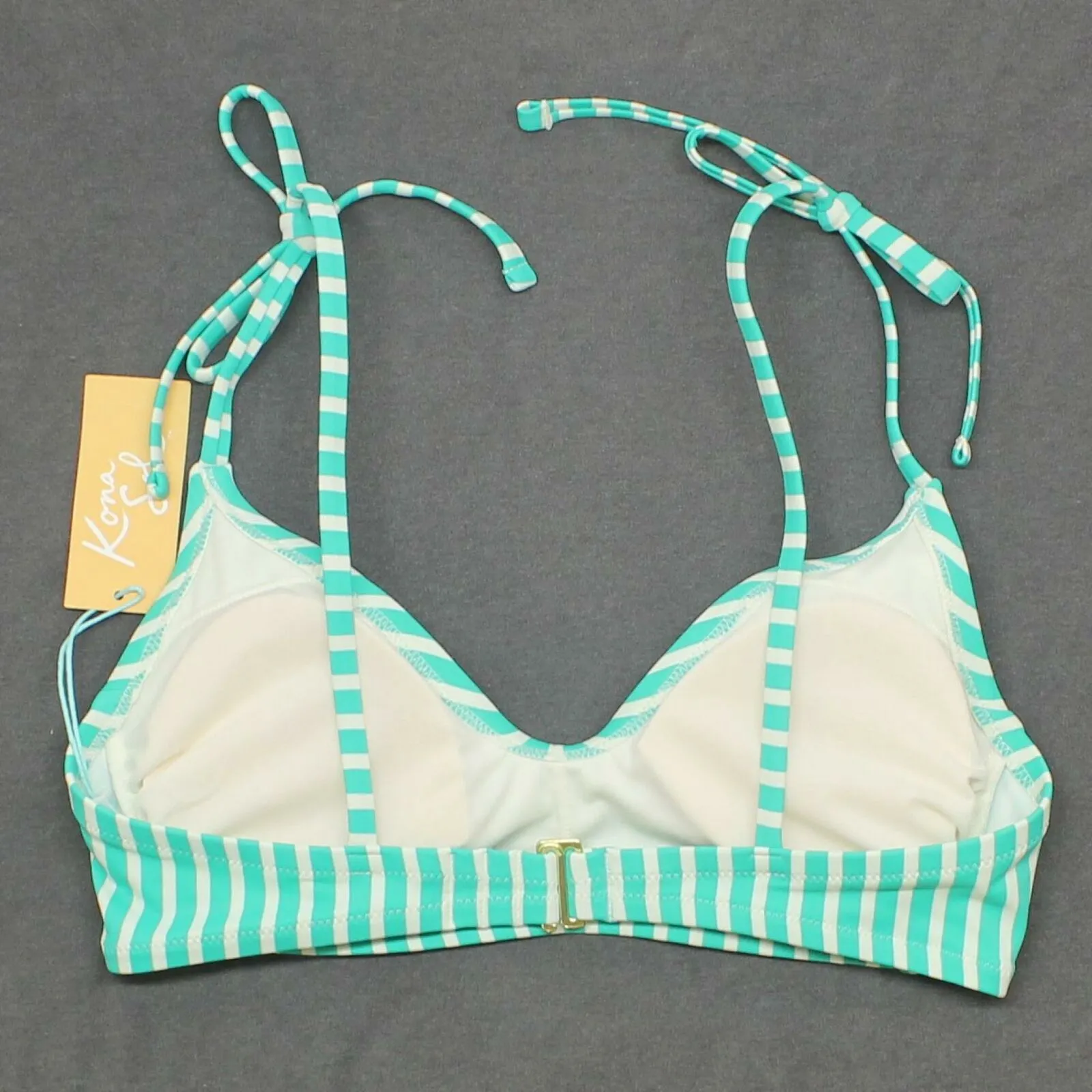 Kona Sol Women's Striped Shoulder Tie Bralette Bikini Top