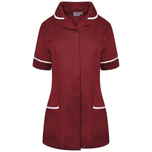 Ladies Healthcare Tunic | Round Collar | Maroon/White Trim
