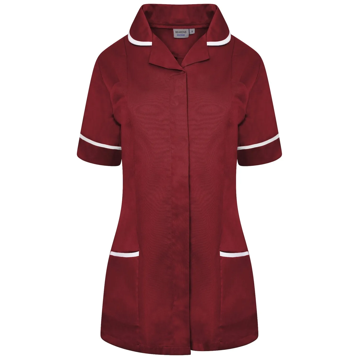 Ladies Healthcare Tunic | Round Collar | Maroon/White Trim