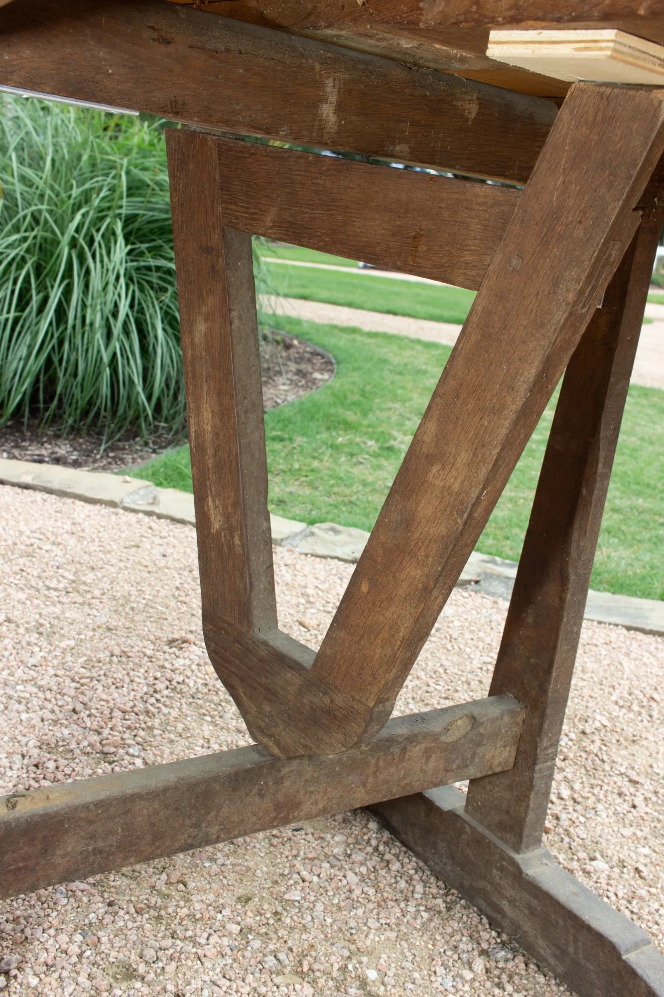 Large Antique French Distressed Oak Tilt-Top Vendage Table