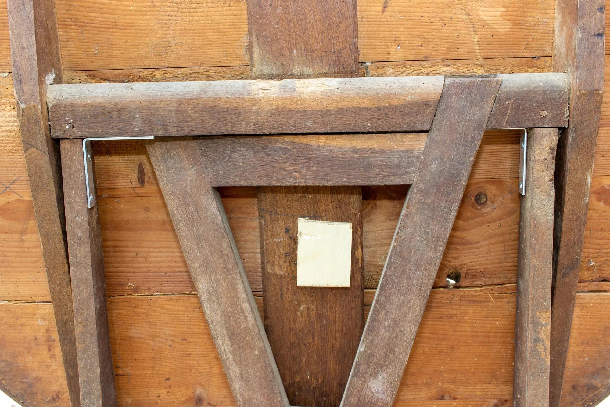 Large Antique French Distressed Oak Tilt-Top Vendage Table