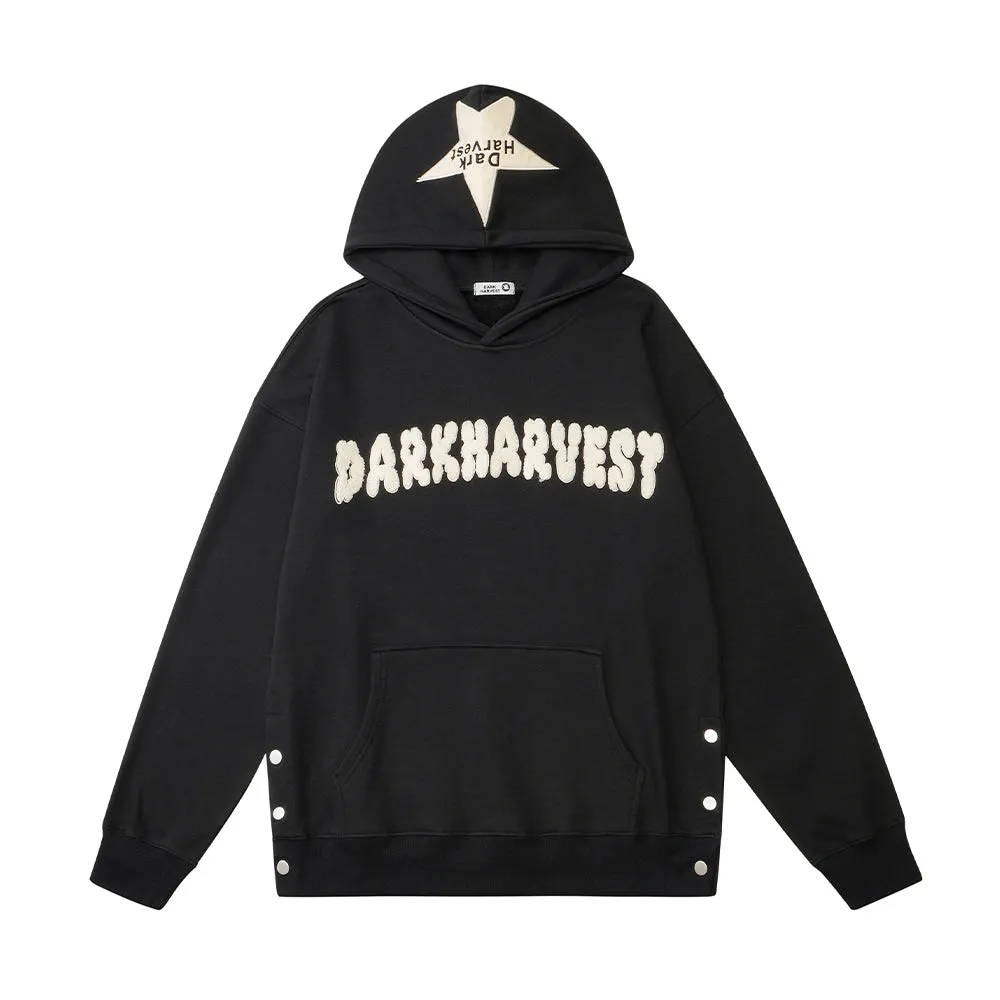 Letter Button Design Loose star Hoodie