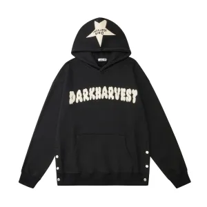 Letter Button Design Loose star Hoodie